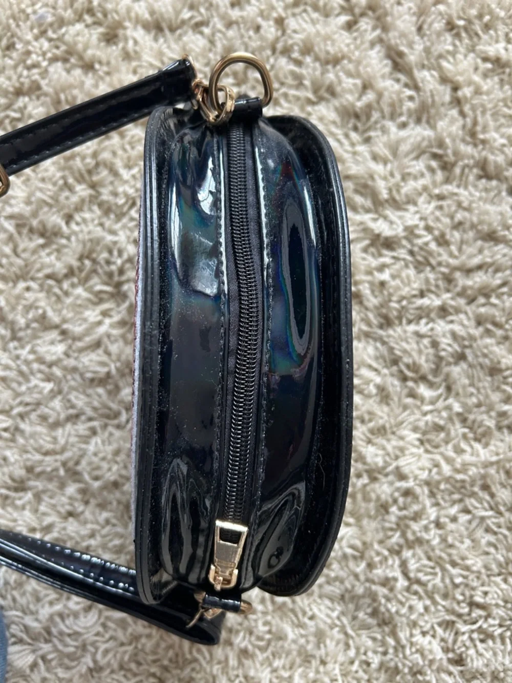 Lola & the Boys Rainbow Sequin Crossbody Bag with Clouds - Black